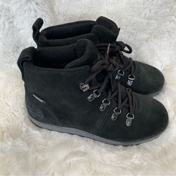 The North Face black Hydro-seal waterproof leather boots hiking climbing 3